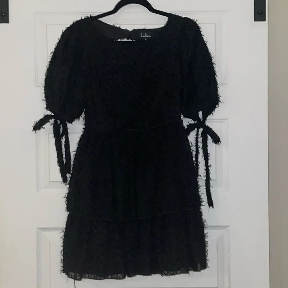 Lulu’s Black Wispy Mini Dress with Back Cut Out, NWOT